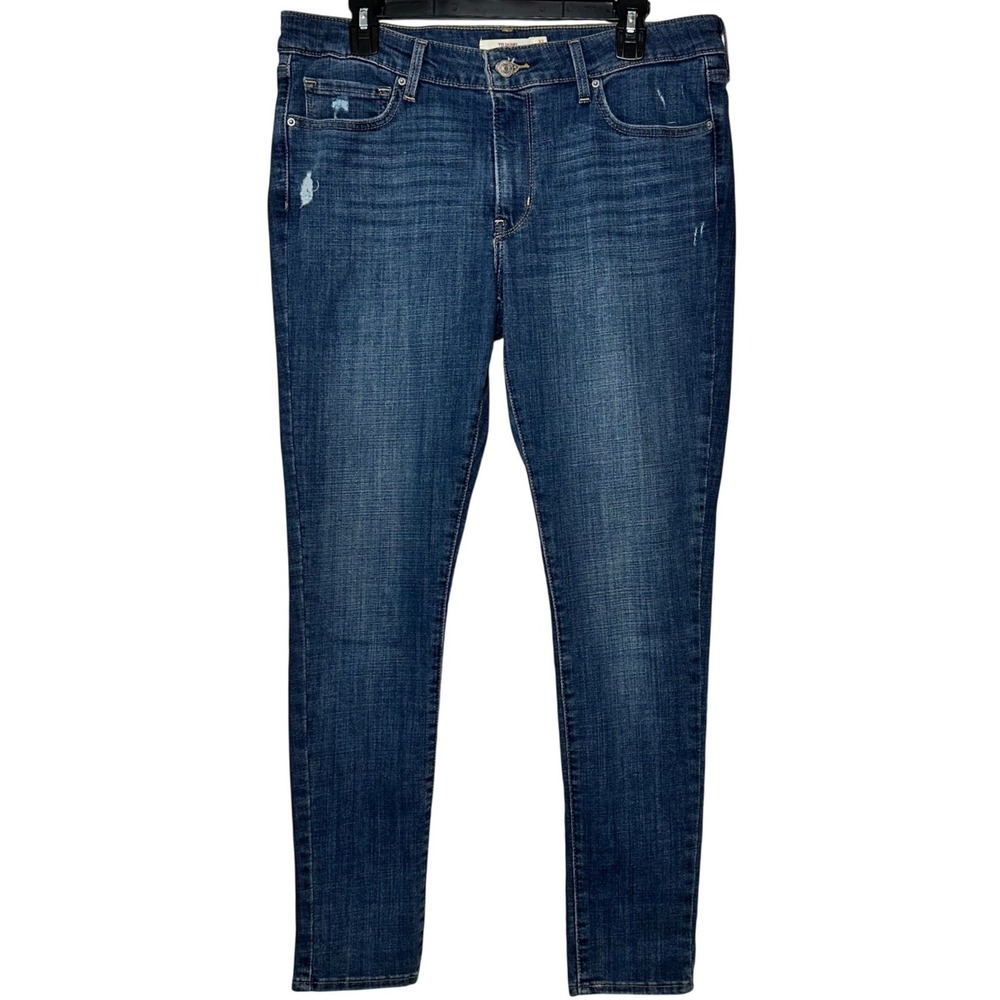 Levis 711 Skinny Jeans Womens 32x30 Blue Medium Wash Distressed 18881-0633